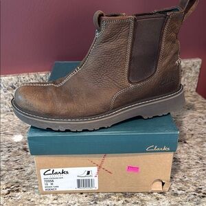 Clarks Brown Chelsea Boots with Elastic Panels